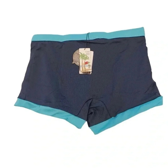 Godsen Black Light Blue Front Zipper Swim Shorts Size Medium - Picture 2 of 6